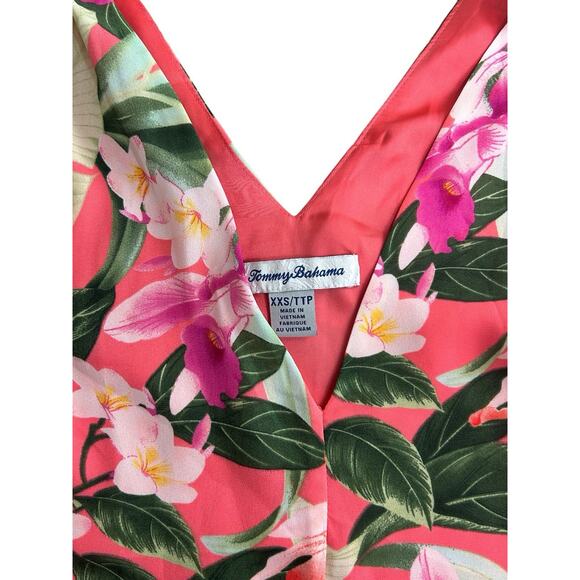 Tommy Bahama Floral Tropical Midi Dress Sz XXS Sleeveless Lined High Low Hem - Picture 3 of 9
